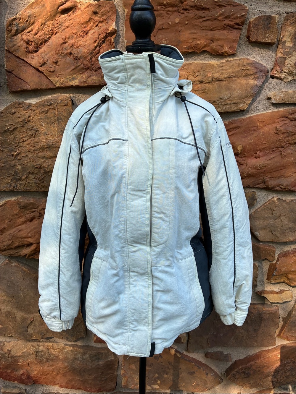 Pacific Trail Off-White and Black Ski Jacket with High Collar